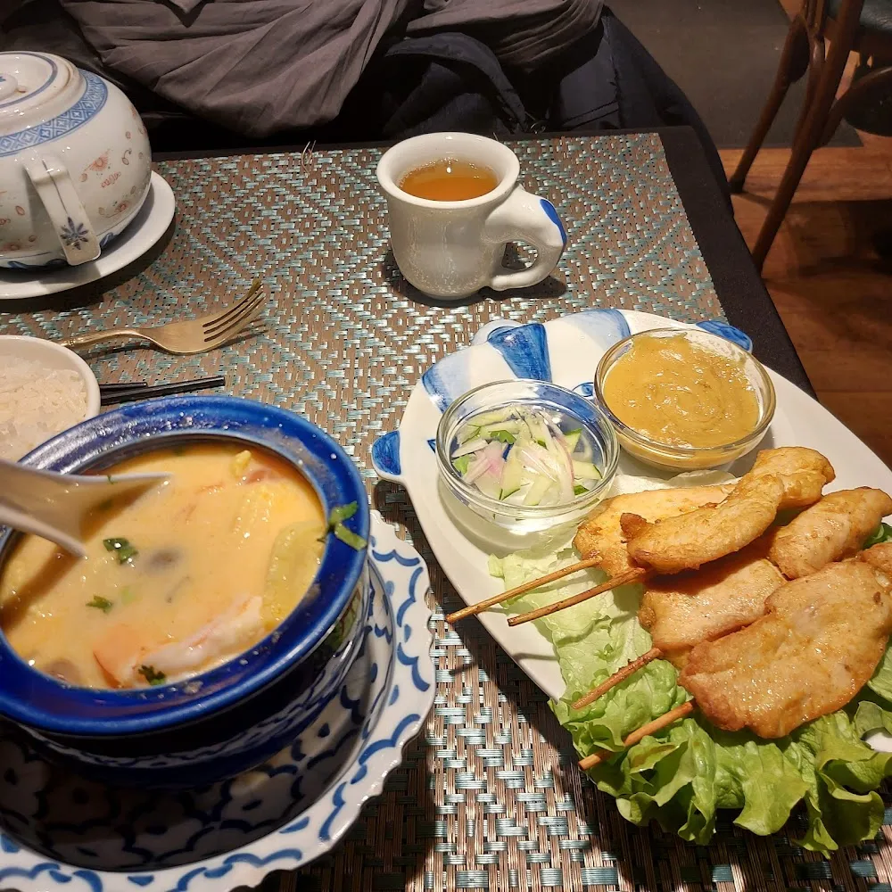 Soupe Crevettes Roses Brochettes Poulet